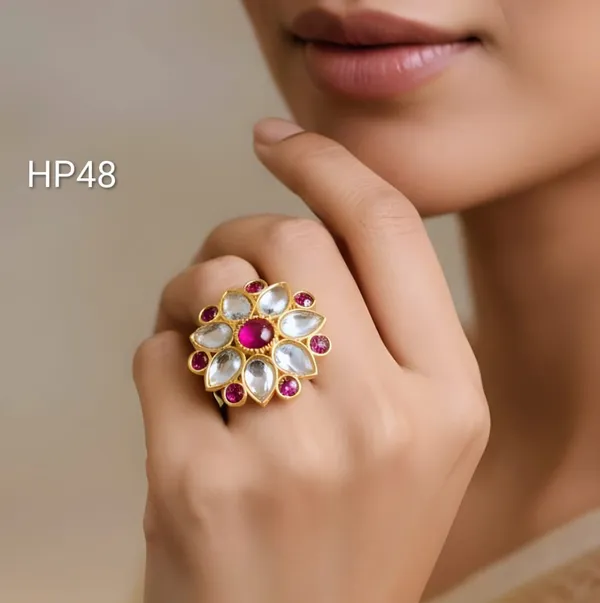 Multicolour_Ruby_&_Stone_Floral_Adjustable_Finger_Ring_For_Women