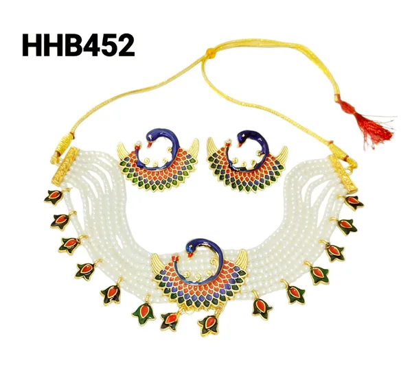 Balaji_Gold_Rajasthani_Meenakari_Peacock_Choker_Set_with_Pearl_Strings_(Chik_Set)