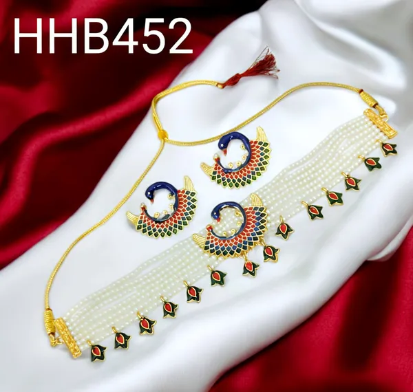 Balaji_Gold_Rajasthani_Meenakari_Peacock_Choker_Set_with_Pearl_Strings_(Chik_Set)