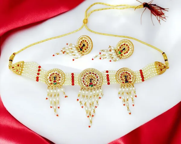 Multicolour_Rajasthani_Peacock_Design_Pearl_Choker_Necklace_Set_For_Women