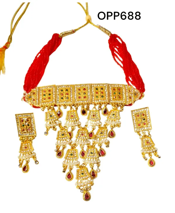 Balaji_Gold_Golden_&_Red_Royal_Beaded_Kundan_Aad_Choker_Necklace_For_Women