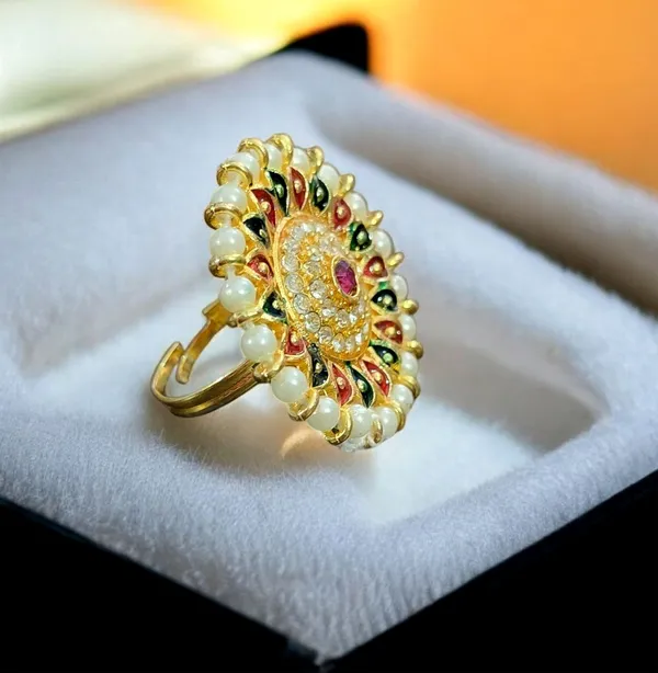 Balaji_Gold_Multicolour_Traditional_Stone_Adjustable_Finger_Ring_For_Women