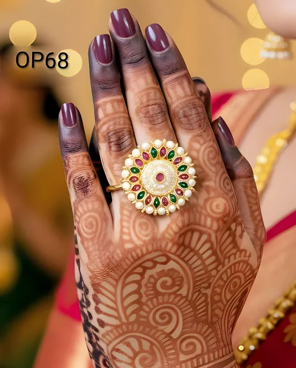 Balaji_Gold_Multicolour_Traditional_Stone_Adjustable_Finger_Ring_For_Women