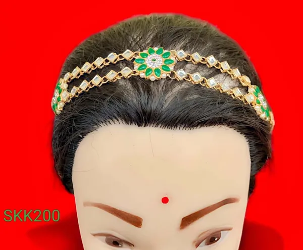 Green_&_White_Traditional_Floral_Sheeshphool_Rakhdi_Headpiece_For_Women