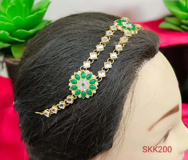 Green_&_White_Traditional_Floral_Sheeshphool_Rakhdi_Headpiece_For_Women