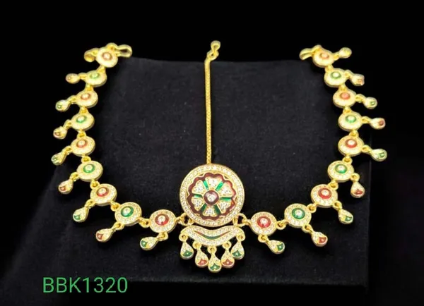 Balaji_Gold_Red_&_Green_Traditional_Rajasthani_Sheeshphool_Rakhdi_&_Stone_Work_For_Women