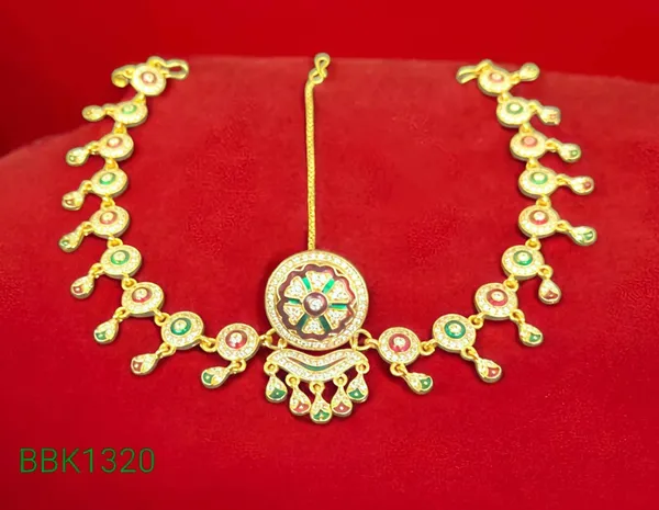 Balaji_Gold_Red_&_Green_Traditional_Rajasthani_Sheeshphool_Rakhdi_&_Stone_Work_For_Women