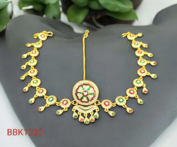 Balaji_Gold_Red_&_Green_Traditional_Rajasthani_Sheeshphool_Rakhdi_&_Stone_Work_For_Women