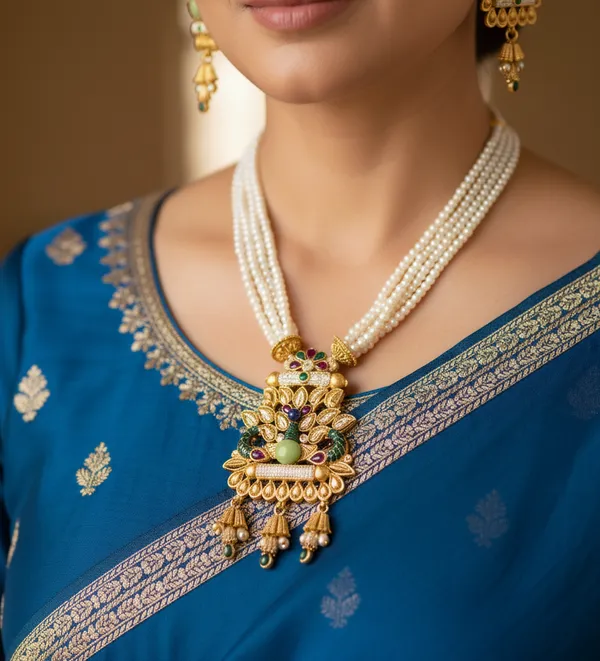 Balaji_Gold_Multicolour_Traditional_Multi_Colour_Minakari_Multi_Strand_Pearls_Long_Necklace_Earring_Set_For_Women