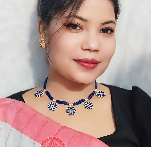 Copper_Based_Assamese_Traditional_Gold-Plated_Blue_Colour_Thuriya_Design_Golpata_Jewellery_Set_For_Women