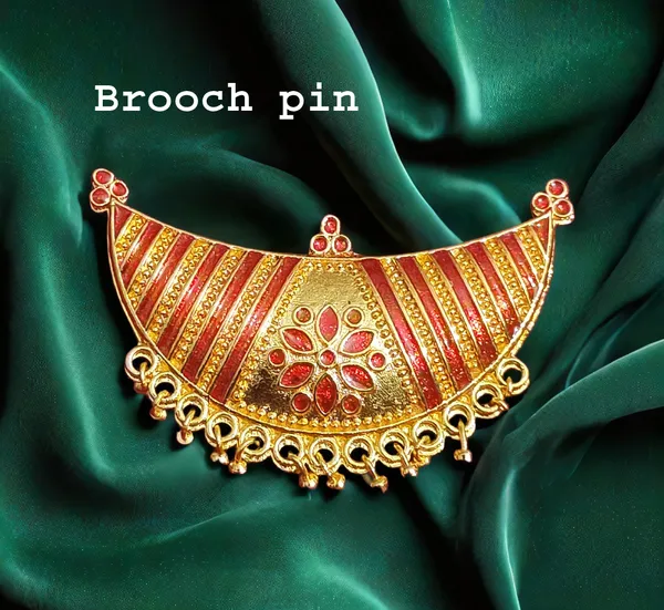 (Pack_Of_2)_Assamese_Traditional_Red_Meenakari_Junbiri_Brooch_Pin