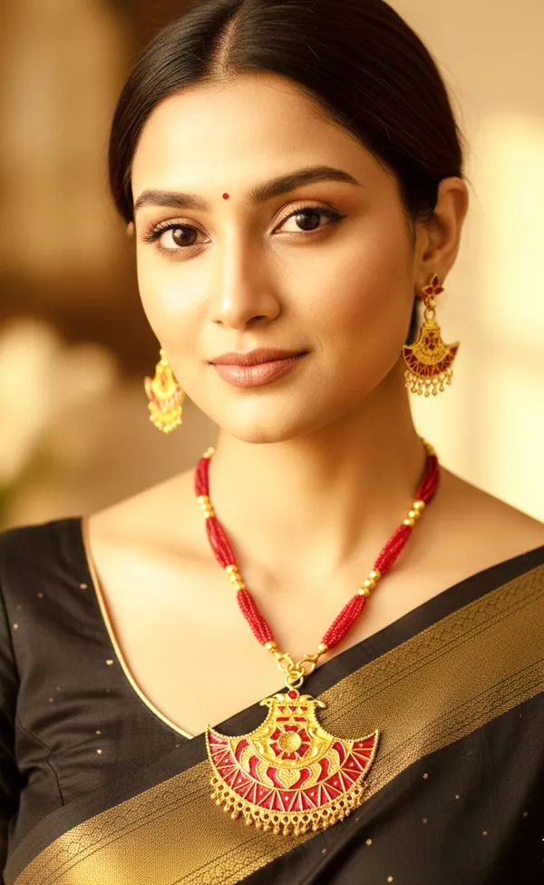 Assamese_Traditional_Red_Meenakari_Jewellery_Set