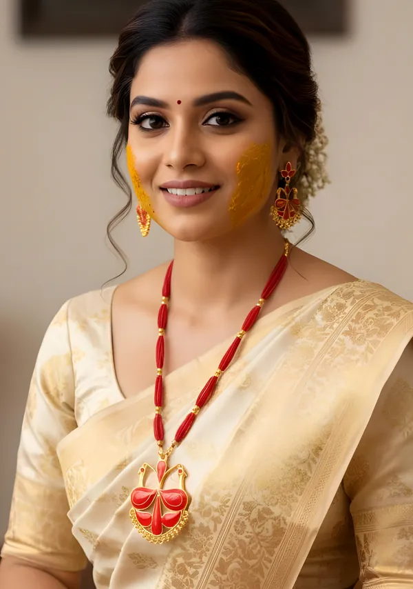 Assamese_Traditional_Gold_Plated_Red_Colour_Lokapara_Tassel_Jewellery_Set_For_Women