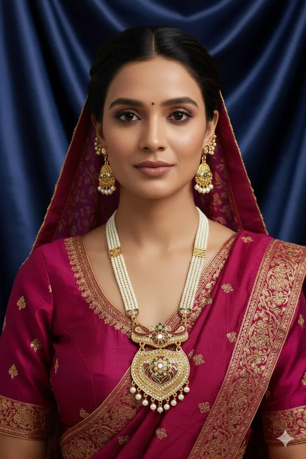Balaji_Gold_Rajasthani_Golden_Traditional_Multi_Colour_Minakari_Multi_Strand_Pearls_Long_Necklace_Earring_Set_For_Women