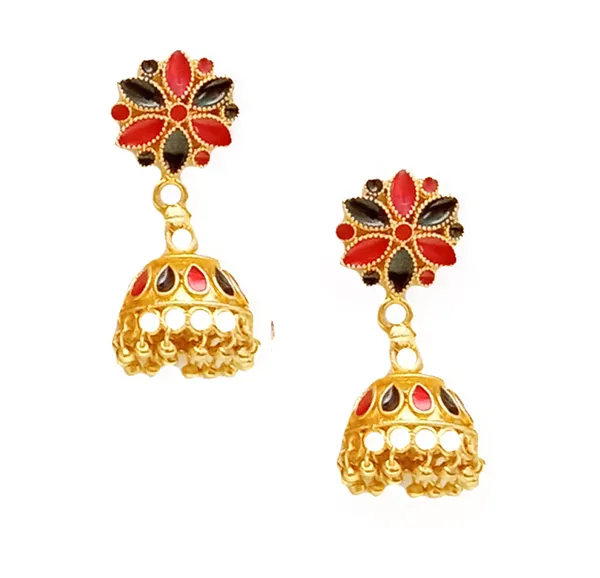 Assamese_Traditional_Gold_Plated_Red_Black_Colour_Golpata_Necklace_Set_For_Women