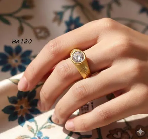 Golden_Elegant_Single_Stone_Cz_Ring_-_Matte_Finish_For_Women