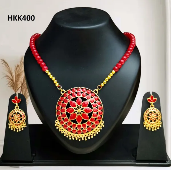 Assamese_Traditional_Copper_Based_Red_Japi_Moni_Tassel_Jewellery_Set