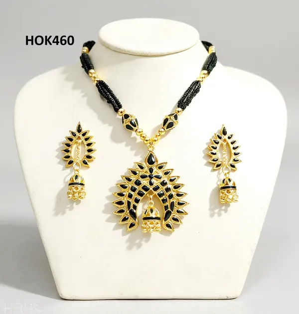 Assamese_Traditional_Copper_Based_Black_2_Ball_Tassel_Dugdugi_Jewellery_Set