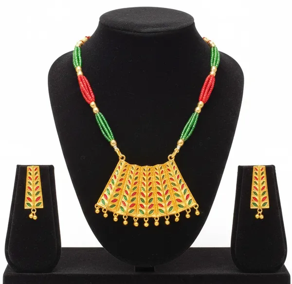 Assamese_Traditional_Red_Green_Meenakari_Jewellery_Set