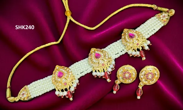 Balaji_Gold_Multicolour_Kundan_Pearl_Choker_Necklace_Set_With_Ruby_Stones_For_Women