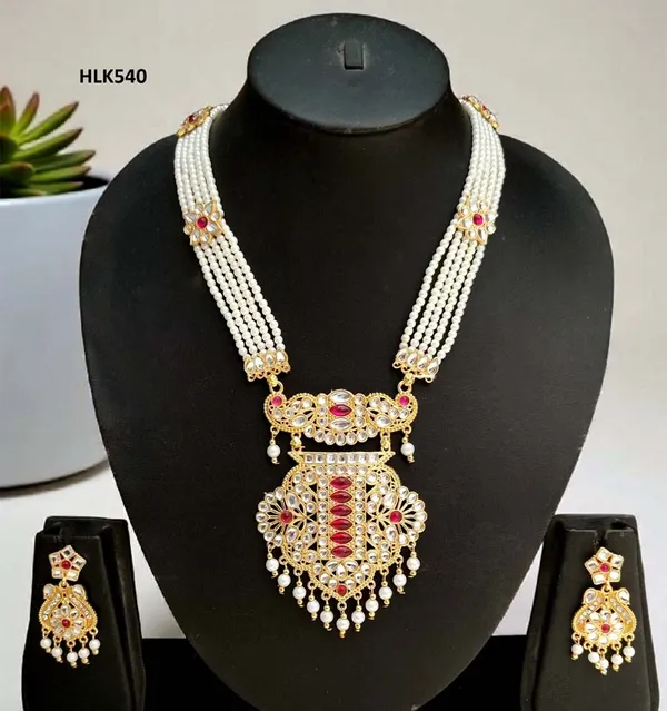 Balaji_gold_Golden_Rajwadi_Kundan_Pearl_Combo_Jewellery_Set_For_Women