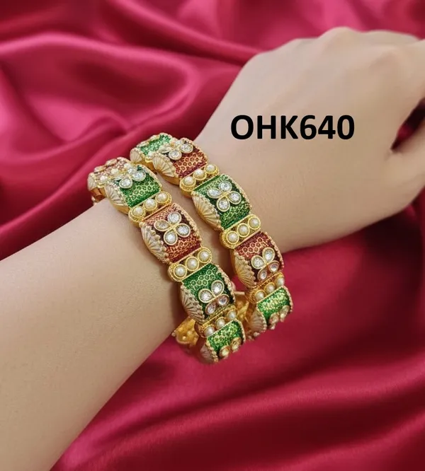 Multicolour_Traditional_Kundan_&_Pearl_Studded_Designer_Bangles_For_Women