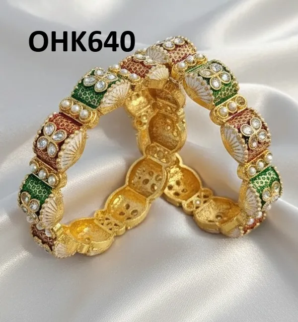 Multicolour_Traditional_Kundan_&_Pearl_Studded_Designer_Bangles_For_Women