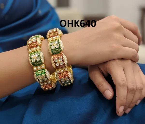 Multicolour_Traditional_Kundan_&_Pearl_Studded_Designer_Bangles_For_Women