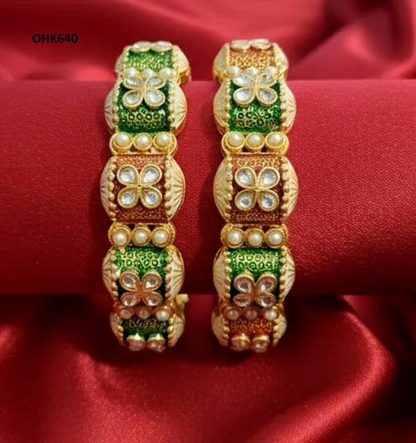 Multicolour_Traditional_Kundan_&_Pearl_Studded_Designer_Bangles_For_Women