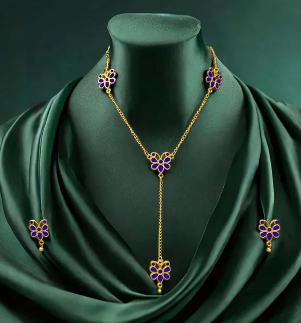 BGGOLD_Copper_Based_Assamese_Traditional_Blue_Butterfly_Meenakari_Jewellery_Set