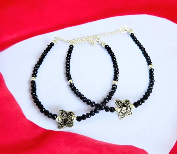 PACK_OF_2_Silver_Fancy_Silver_Plated_Attractive_Butterfly_Anklet_For_Women