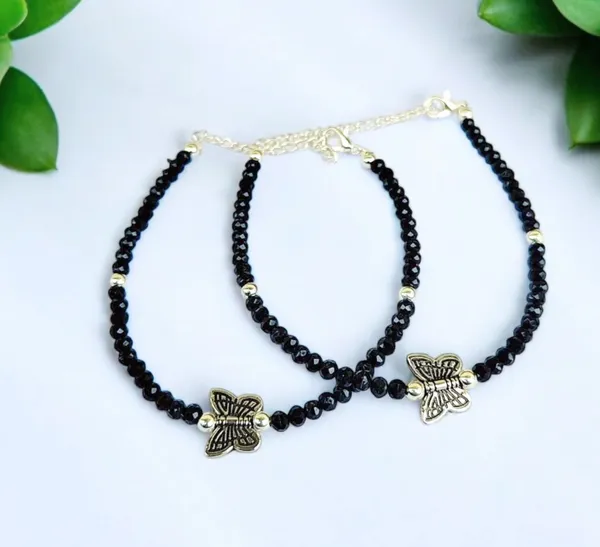 PACK_OF_2_Silver_Fancy_Silver_Plated_Attractive_Butterfly_Anklet_For_Women