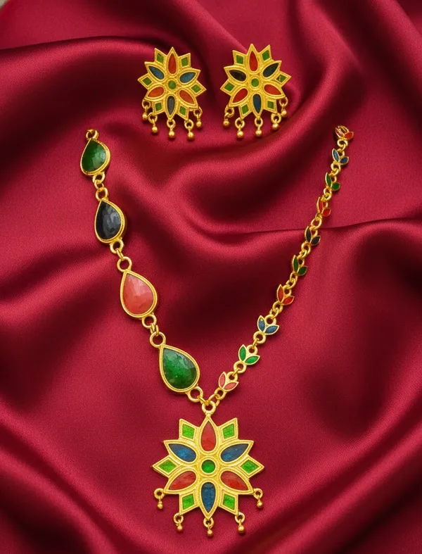 Assamese_Traditional_Gold_Plated_Multi_Colour_Star_Jewellery_Set_For_Women