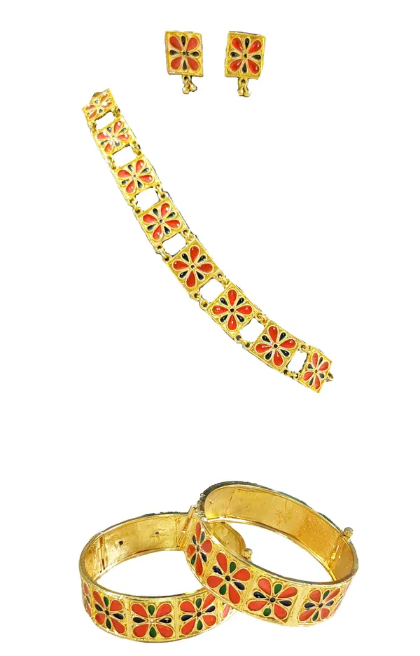 Assamese_Traditional_Red_Black_Meenakari_Bridal_Jewellery_Set