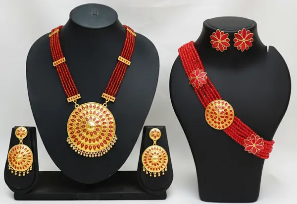 Assamese_Traditional_Copper_Based_Red_Japi_Combo_Jewellery_Set