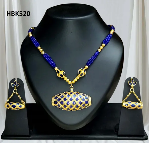 Copper_Based_Assamese_Traditional_Blue_Meenakari_Ball_Tassel_Dhol_Biri_Set