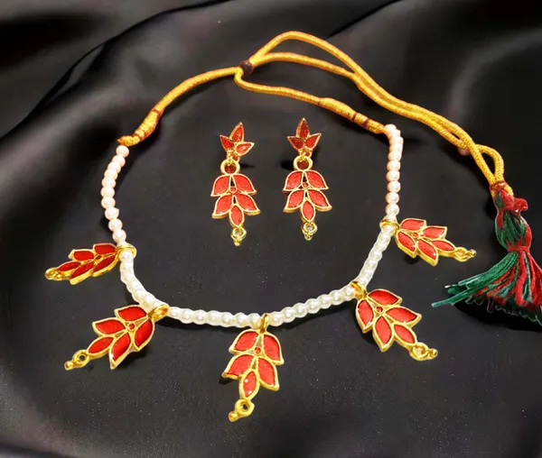 Assamese_Traditional_Gold_Plated_Red_Color_Choker_Golpatta_Necklace_For_Women_And_Girl