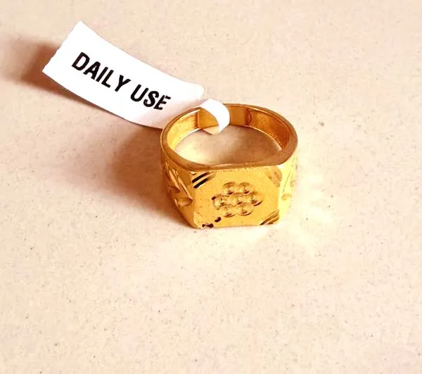 Balaji_Gold_Golden_Premium_Engraved_Hexagon_Men's_Finger_Ring_For_Men