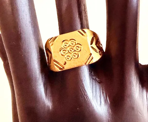 Balaji_Gold_Golden_Premium_Engraved_Hexagon_Men's_Finger_Ring_For_Men
