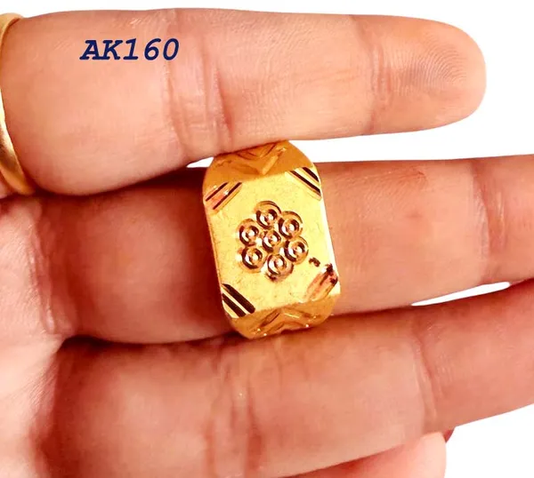 Balaji_Gold_Golden_Premium_Engraved_Hexagon_Men's_Finger_Ring_For_Men