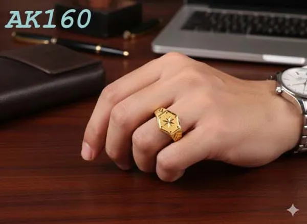 Balaji_Gold_Golden_Premium_Hexagon_Engraved_Men's_Finger_Ring_For_Men