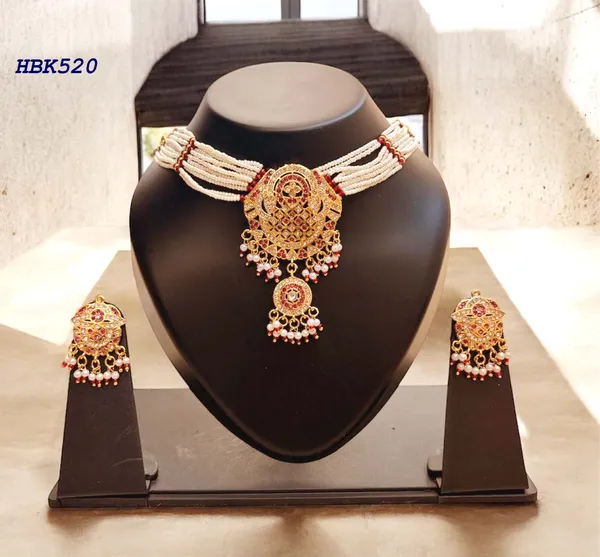 Balaji_Gold_Red_Premium_Traditional_Kundan_Choker_Necklace_Set_With_Pearl_Strings_&_Matching_Earrings_For_Women