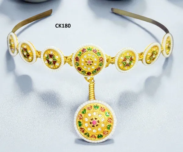 Pack_Of_2_Golden_Rajasthani_Round_Headband_Rakhdi_With_Floral_Stone_Work_For_Women
