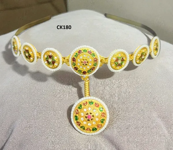 Pack_Of_2_Golden_Rajasthani_Round_Headband_Rakhdi_With_Floral_Stone_Work_For_Women