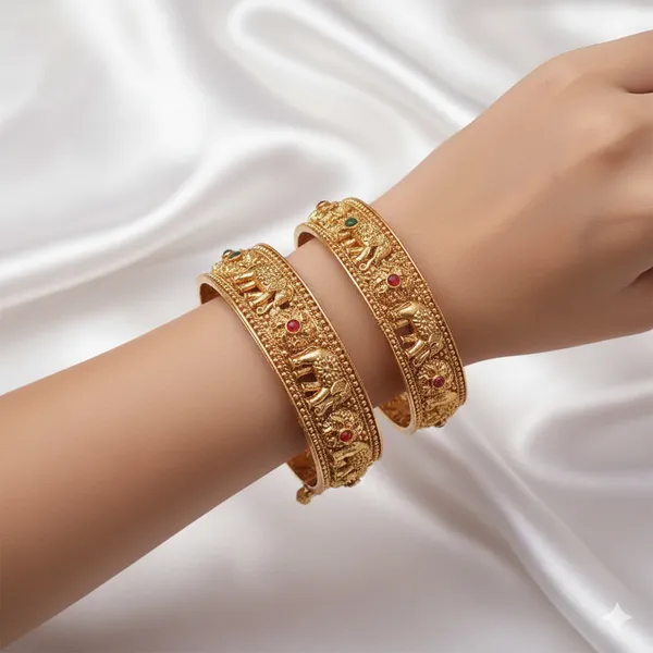 Balaji_Gold_Multicolour_Rajasthani_Traditional_Temple_Design_Adjustable_Kada_Bangle_For_Women