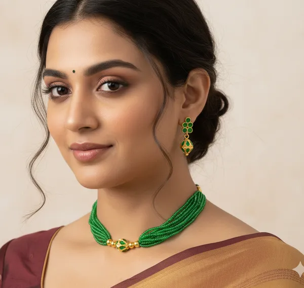 Assamese_Traditional_Gold_Plated_Green_Colour_Monimala_Necklace_Set_For_Women_&_Girl