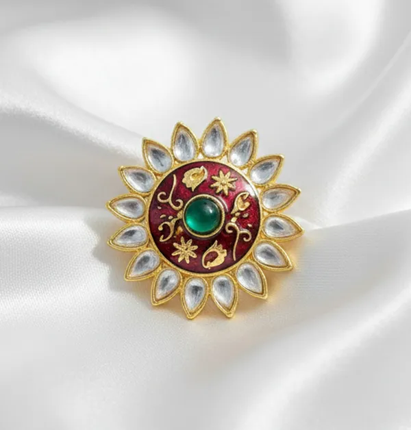Balaji_Gold_Multicolour_Royal_Kundan_Floral_Statement_Ring_For_Women