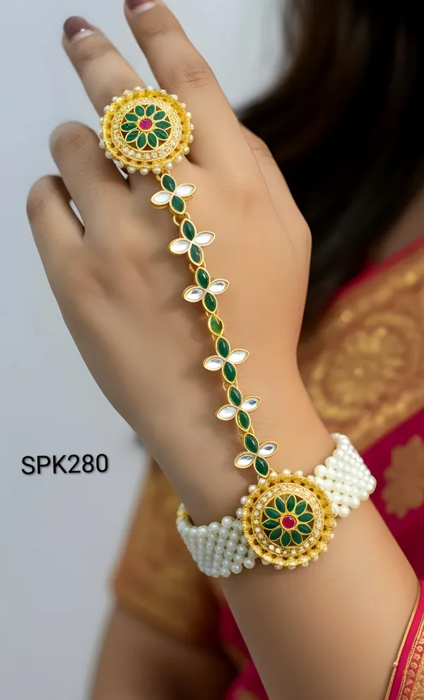 Multicolour_Royal_Minakari_Kundan_Pearl_Hand_Panja_Bracelet_For_Women