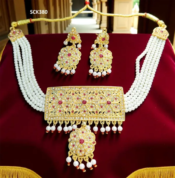 Balaji_Gold_Multicolour_Royal_Pearl_&_Kundan_Choker_Necklace_Set_With_Earrings_For_Women