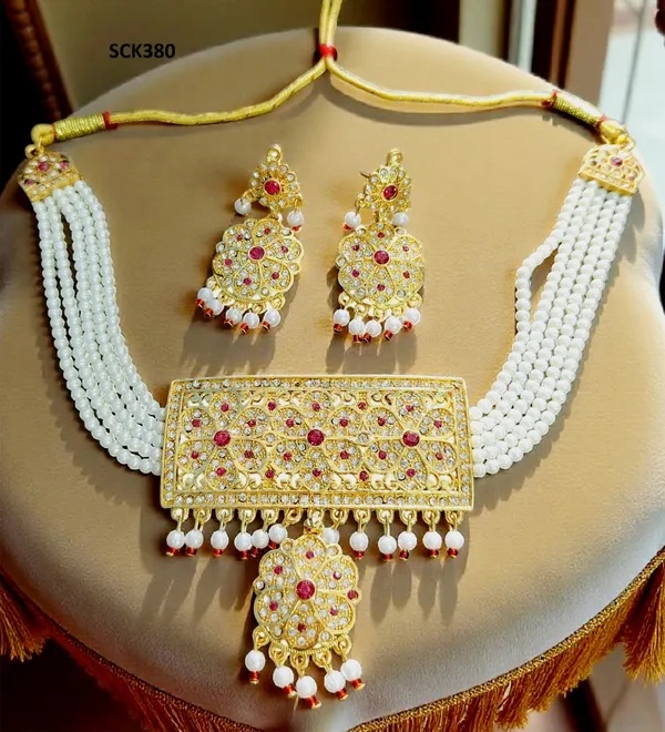 Balaji_Gold_Multicolour_Royal_Pearl_&_Kundan_Choker_Necklace_Set_With_Earrings_For_Women